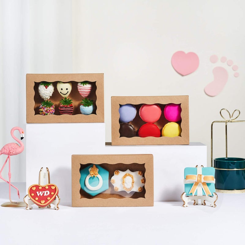 RomanticBaking 50 Pack Auto-Popup Cookies Boxes 7" x 4 3/8" x 1 1/2"Pastry Boxes Macaron Boxes Hot Chocolate Bombs Boxes Donut Boxes Brownies,Cakesicle Boxes - Image 3